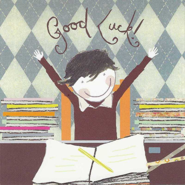 Good Luck Card - Boy With Arms In Air