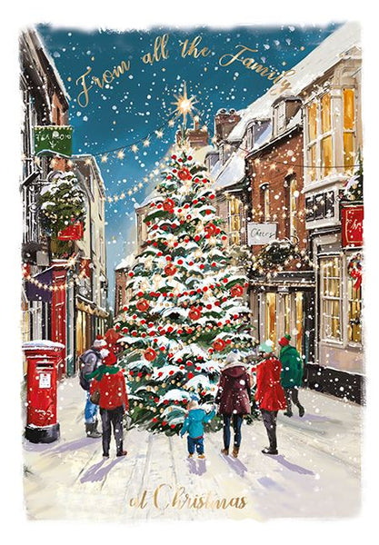 Christmas Card - From All The Family - The Town Christmas Tree
