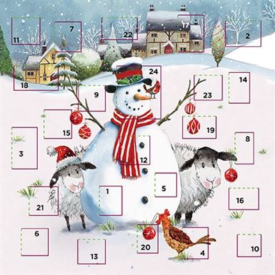 Christmas Advent Calendar Card - Snowman And Friends