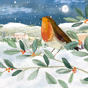 The Great British Card Company Charity Christmas Cards - Pack of 8 - Robin And Berries