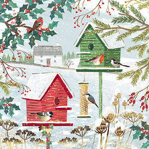 The Great British Card Company Charity Christmas Cards Pack of 8 Bird Houses, English Christmas Cards in France