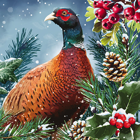 The Great British Card Company Charity Christmas Cards Pack of 8 Pheasant, English Christmas Cards in France