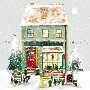 The Great British Card Company Charity Christmas Cards Pack of 8 The Village Deli And Café, English Christmas Cards in France