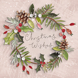 The Great British Card Company Charity Christmas Cards Pack of 8 Wreath, English Christmas Cards in France