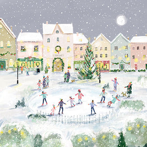 The Great British Card Company Charity Christmas Cards Pack of 8 Ice Skating, English Christmas Cards in France