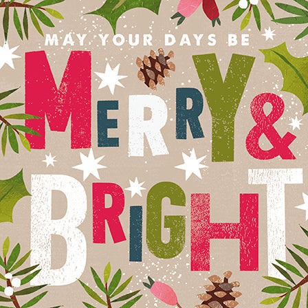 The Great British Card Company Charity Christmas Cards Pack of 8 Merry and Bright, English Christmas Cards in France