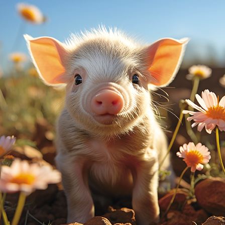 Blank Card - Piglet In Meadow from the Great British Card Company, English Cards in France