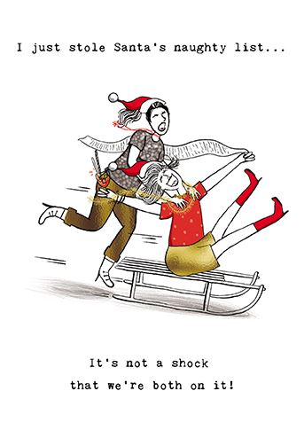 Christmas Card - Humour - Friends On Sledge from The Great British Card Company, Advent Calendars in France, English Christmas Cards in France