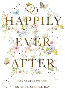 Wedding Card - Happily Ever After Typographic from the Great British Card Company, English Cards in France