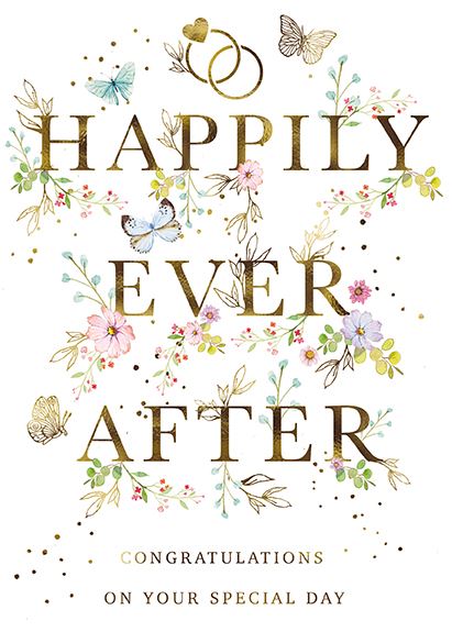 Wedding Card - Happily Ever After Typographic from the Great British Card Company, English Cards in France