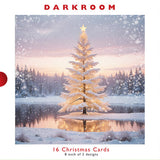 Christmas Cards - 16 Luxury Cards - Snow Covered Xmas Tree And Lake Scene from The Great British Card Company, Advent Calendars in France, English Christmas Cards in France