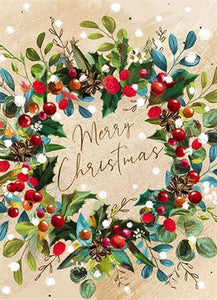 The Great British Card Company Christmas Cards - 8 Luxury Cards - Oleo Tree, Oleo Wreath, English Christmas Cards In France