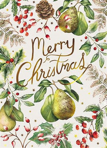 The Great British Card Company Christmas Cards - 8 Luxury Cards - All Over Christmas Pears, Christmas Pear Wreath, English Christmas Cards In France