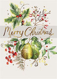 The Great British Card Company Christmas Cards - 8 Luxury Cards - All Over Christmas Pears, Christmas Pear Wreath, English Christmas Cards In France