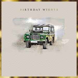 Birthday Card - Green Landrover from the Great British Card Company, English Cards in France