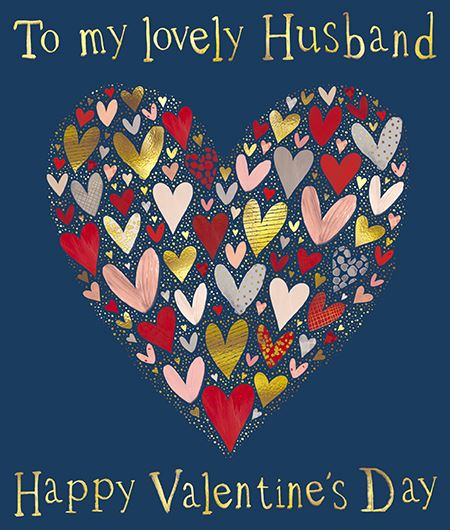 Valentine's Day Card - Husband - Hearts In A Heart With Gold Type from the Great British Card Company, English Cards in France