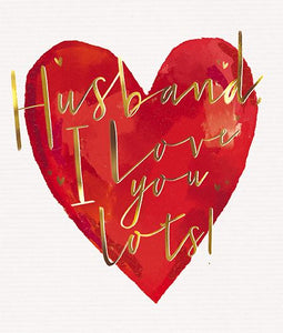 Valentine's Day Card - Husband - Red Heart With Gold Script from the Great British Card Company, English Cards in France