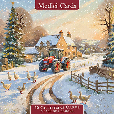 Christmas Cards - 10 Cards - On The Farm / Village Geese from The Great British Card Company, Advent Calendars in France, English Christmas Cards in France