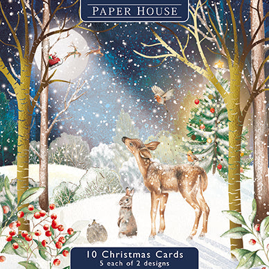 Christmas Cards - 10 Cards - Fable Moonlight / Fable Christmas Tree from The Great British Card Company, Advent Calendars in France, English Christmas Cards in France