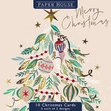 Christmas Cards - 10 Cards - Papercut Tree & Baubles From The Great British Card Company, English Christmas cards in France
