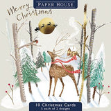 Christmas Cards - 10 Cards - Grazing Deer in Woodland From The Great British Card Company, English Christmas cards in France
