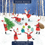 Christmas Cards - 10 Cards - Fun Santas From The Great British Card Company, English Christmas cards in France
