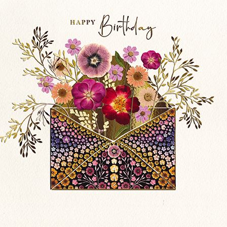 Birthday Card - Pressed Flowers Tucked In Envelope from the Great British Card Company, English Cards in France