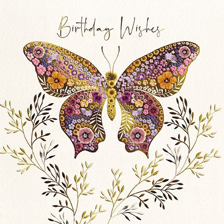 Birthday Card - Butterfly And Gold Branches from the Great British Card Company, English Cards in France