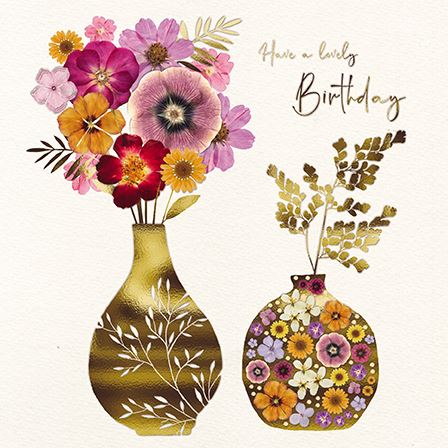 Birthday Card - Flower And Leaf Vase from the Great British Card Company, English Cards in France