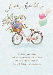 Birthday Card - Bicycle & Balloons from the Great British Card Company, English Cards in France