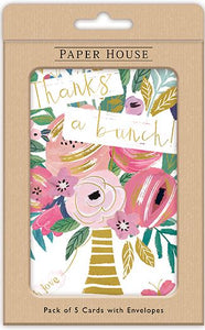 Thank You Cards - Pack Of 5 - Thanks A Bunch Floral from The Great British Card Company, Advent Calendars in France, English Christmas Cards in France