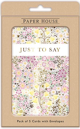 Note Cards - Pack Of 5 - Ditsy Florals from The Great British Card Company, Advent Calendars in France, English Christmas Cards in France