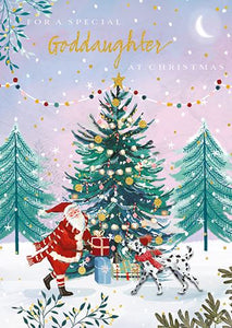 Ling Design Christmas Card - Goddaughter - Around The Tree, English Christmas Cards in France