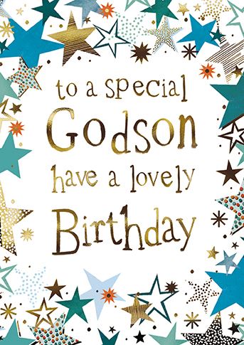 Godson Birthday - Gold Stars With Gold Type from the Great British Card Company, English Cards in France