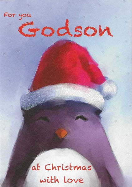 Christmas Card - Godson - A Nice Warm Hat