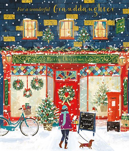 Ling Design Christmas Card - Granddaughter - Festive Shopping, English Christmas Cards in France