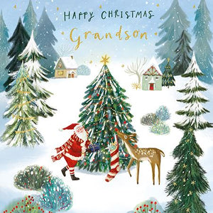 Ling Design Christmas Card - Grandson - Santa And Rudolph, English Christmas Cards in France