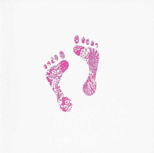 New Baby Girl Card - Pink Footprints