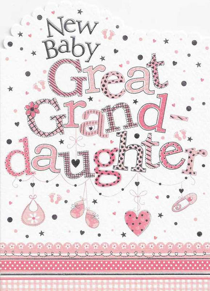 New Baby Great-Granddaughter Card - Garland