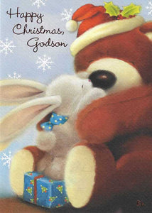 Christmas Card - Godson - Bebunni & Bear Hug