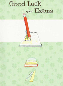 Good Luck Card - Exams - Large Red Pencil