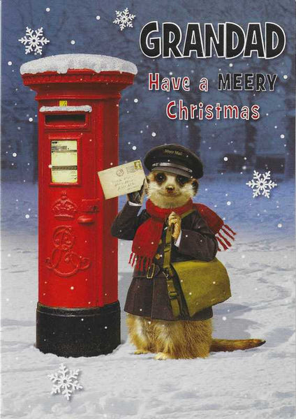 Christmas Card - Grandad - Meercat & Post Box