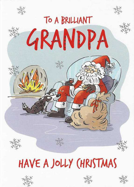 Christmas Card - Grandpa - Santa By The Fire