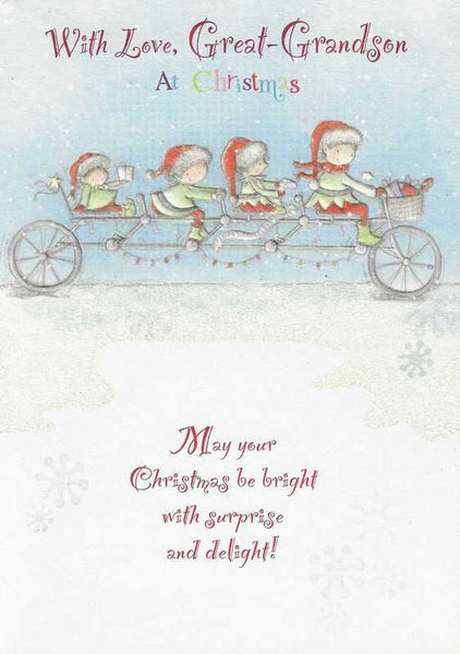 Christmas Card - Great-Grandson - 4 Seat Tandem Bike