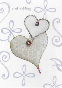 Commitment / Civil Partnership Card - Civil Wedding - Entwined Jewelled Hearts