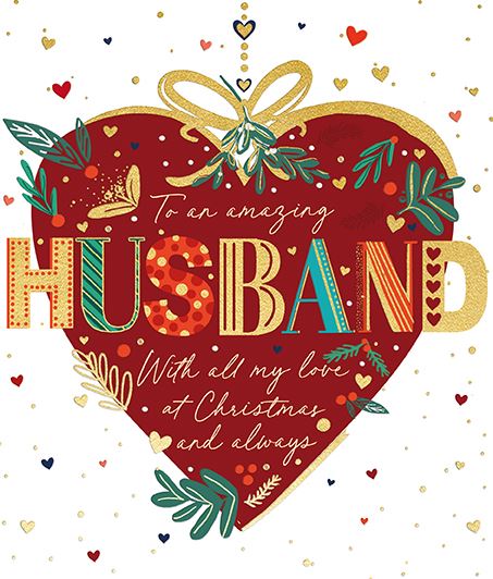 Christmas Card - Husband - Husband Hearts from Talking Pictures, English Christmas Cards in France