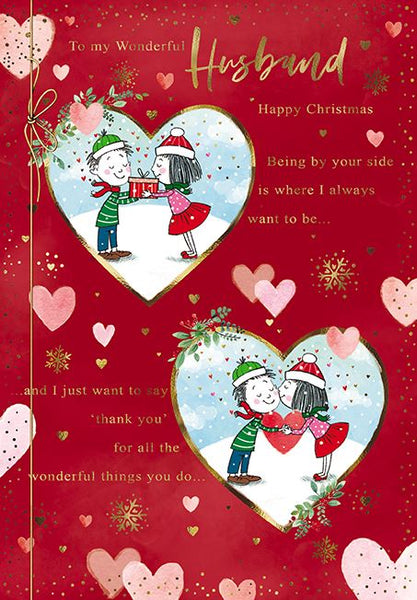 The Great British Card Company Christmas-Card-Husband-Loving-Couple-Character, English Christmas Cards in France