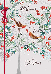 Ling Design Christmas Card - Husband - Festive Robins, English Christmas Cards in France