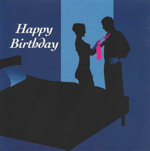 Birthday Card - Silhouettes Blue Background