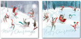 Tarjetas navideñas - 12 tarjetas navideñas de lujo - Papá Noel y sus amigos